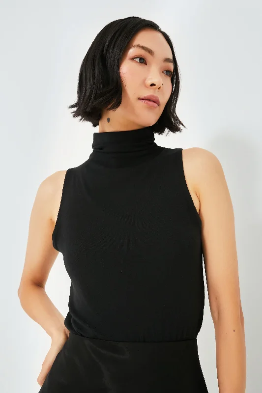 Reduced Price Black Sleeveless Turtleneck