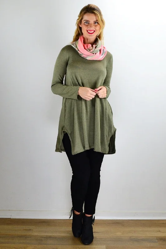 Daily Special Olive Green Knit Tunic Top