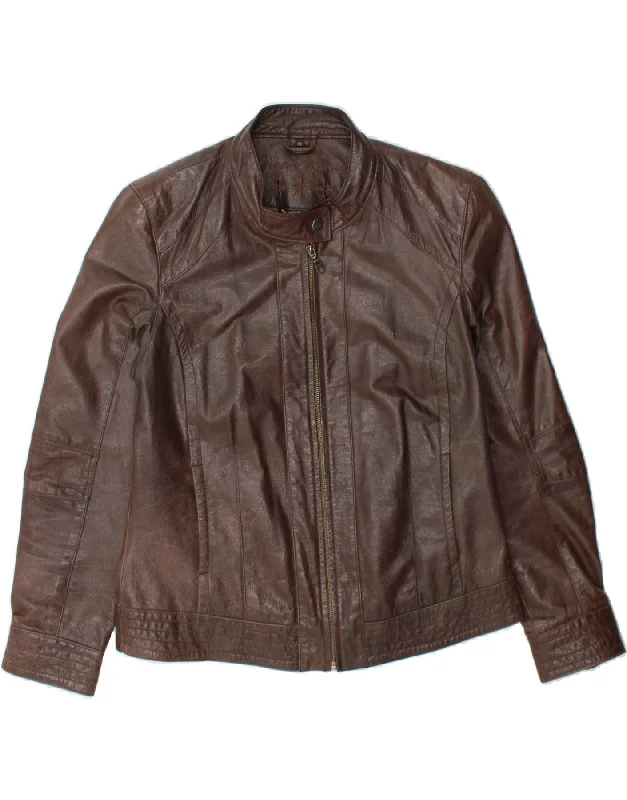 Weekend Discounts to Savor VINTAGE Womens Leather Jacket IT 42 Medium Brown Leather