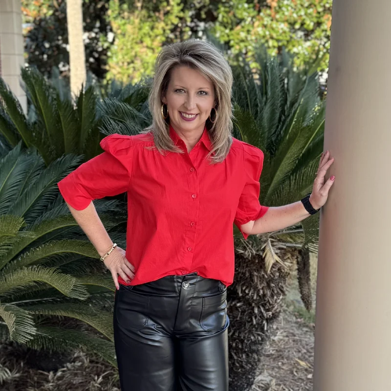 Weekend Discounts to Love Carson Puff Sleeve Top | Red