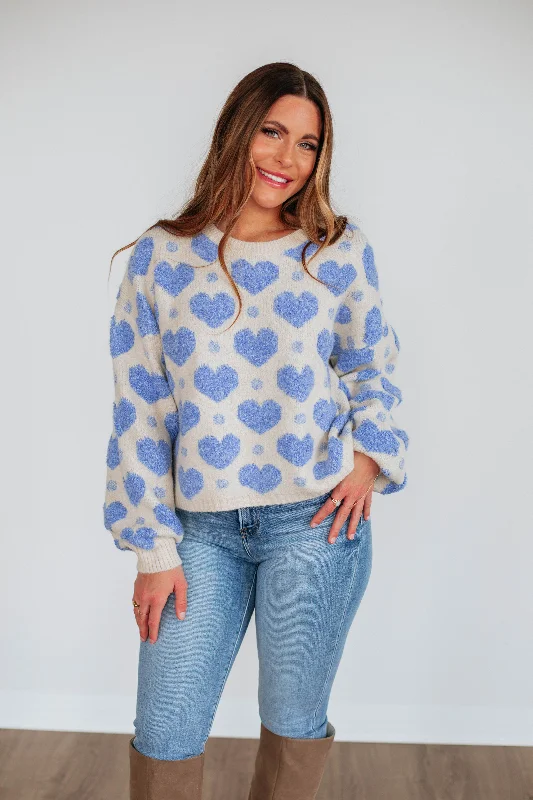 Weekend Discounts to Enjoy Love Yourself First Sweater - Cornflower Blue