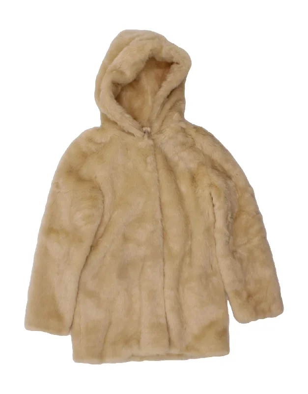 Weekend Bargains Just for You VINTAGE Womens Hooded Faux Fur Coat UK 14 Large Off White Polyester Weekend Bargains Just for You VINTAGE Womens Hooded Faux Fur Coat UK 14 Large Off White Polyester