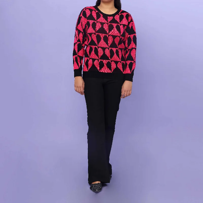 Don’t Miss Out Pink Acrylic Thread Winter Sweater PW4800