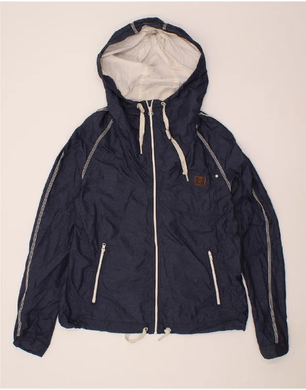 Final Sale DIESEL Womens Hooded Rain Jacket UK 18 XL Navy Blue Nylon