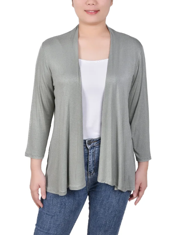 Online Deal Solid 3/4 Sleeve Cardigan