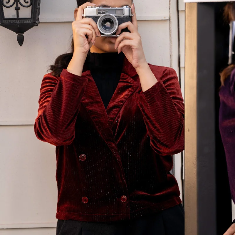 Customer Appreciation Sale Maroon Velvet Thread Winter Sweater PW4274