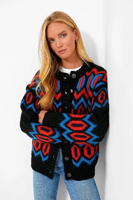 The Best Prices Black Chunky Graphic Wool Cardigan