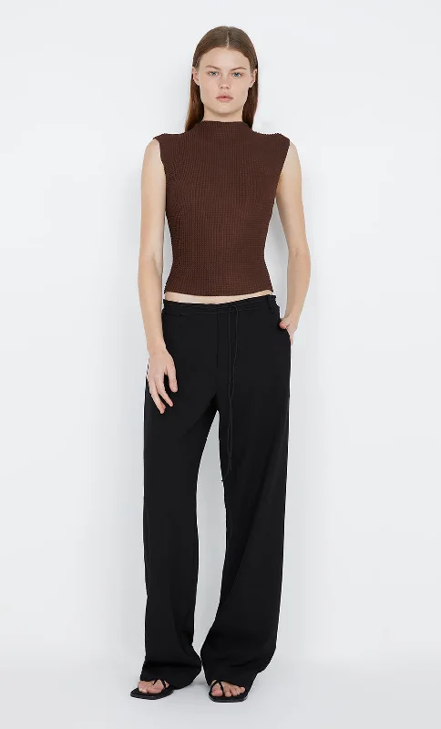 Weekend Discounts to Enjoy OLINA FUNNEL NECK TOP - CHOCOLATE