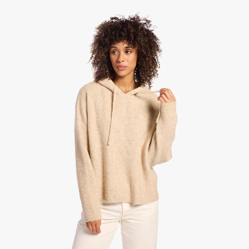 Celebrate the Weekend with Discounts Cozy Knit Ribbed Sweater Hoodie | Heather Oat
