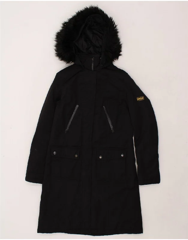 Limited Edition BARBOUR Womens Loose Fit Hooded Padded Coat UK 10 Small Black Polyester Limited Edition BARBOUR Womens Loose Fit Hooded Padded Coat UK 10 Small Black Polyester