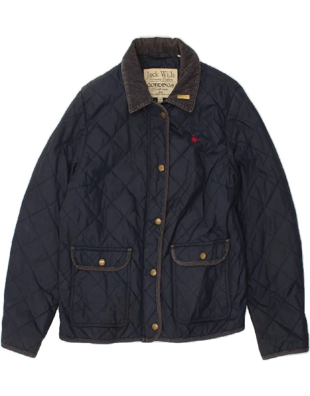 Closeout Sale JACK WILLS Womens Quilted Jacket UK 14 Large Navy Blue Nylon