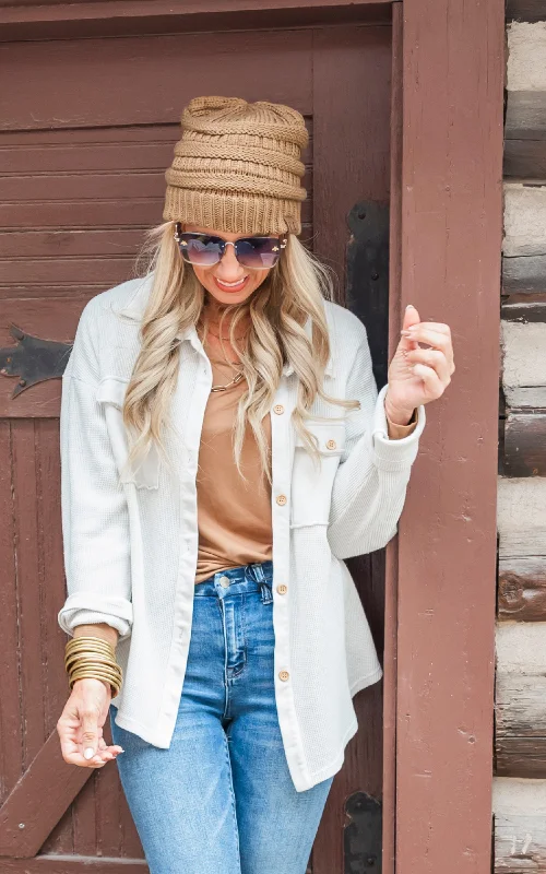 Weekend Bargains to Sizzle The Breeze Toasty Marshmallow Thermal Shacket by Salty Wave*