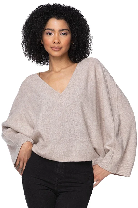 Final Clearance 100% Cashmere Coastal Cool Reversible Crew to V-neck in Light Colors