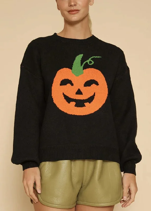 Super Bargain Jacquard Pumpkin Cozy Patchwork Knit Sweaters Fall