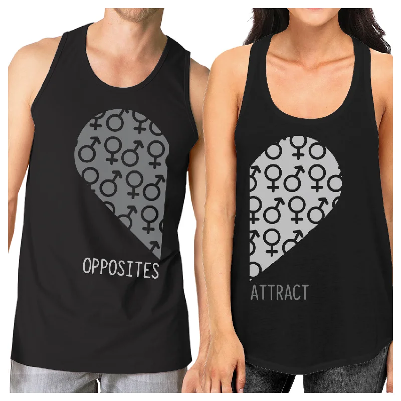 Bargain Prices Opposites Attract Male Female Symbols Matching Couple Black Tank Tops