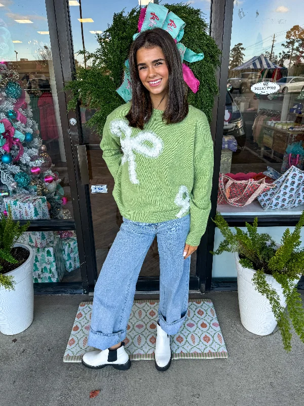 Savings Alert Big Ribbon Ruffle Trimmed Sweater Top