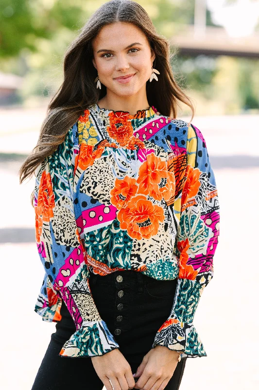 Daily Deals THML: Over And Over Black Mixed Print Blouse