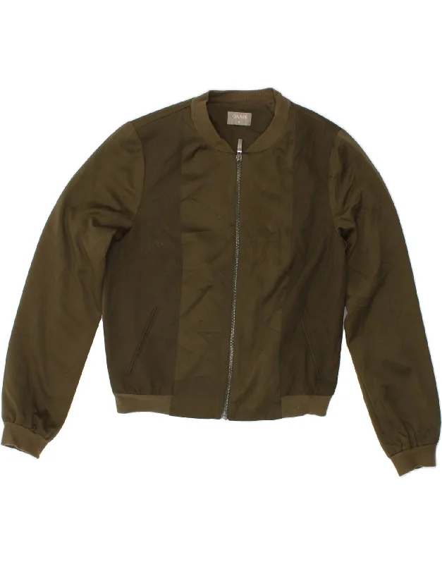 Bonus Savings OASIS Womens Bomber Jacket UK 10 Small  Khaki Polyester