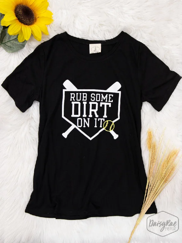 Weekend Deals That Excite Rub Some Dirt On It Softball Design on Black Crewneck Tee