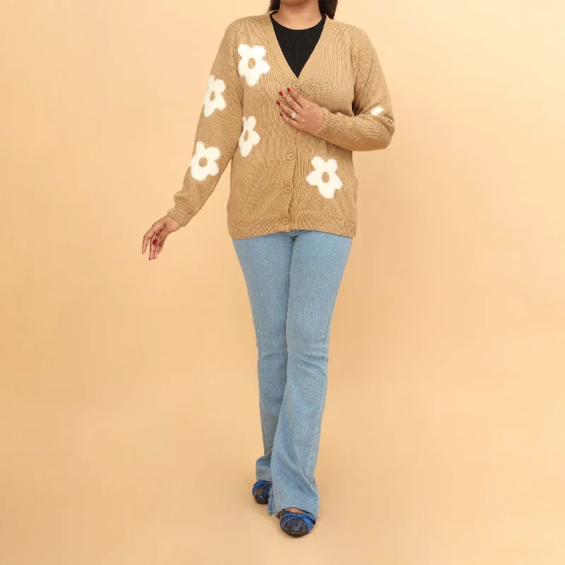 Deep Discounts Beige Cotton Thread Winter Sweater PW4814