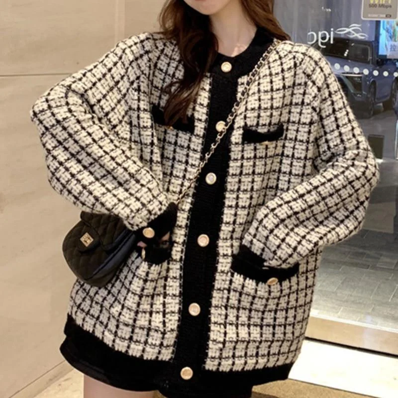 Deep Discounts Plaid Oversized Cardigan Sweater for Women
