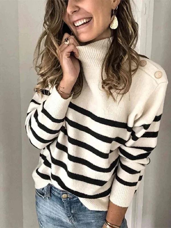 Deal of the Day Striped Shoulder Detail Sweater