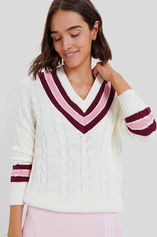YEAR-End Clearance Marshmallow Cable V-Neck Sweater