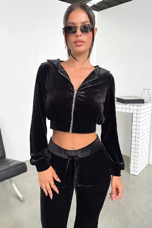 Closeout Beba Cropped Hoodie - Black