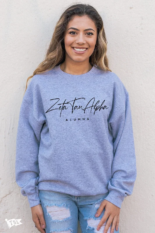 Fantastic Deals Zeta Tau Alpha Alum Script Crewneck