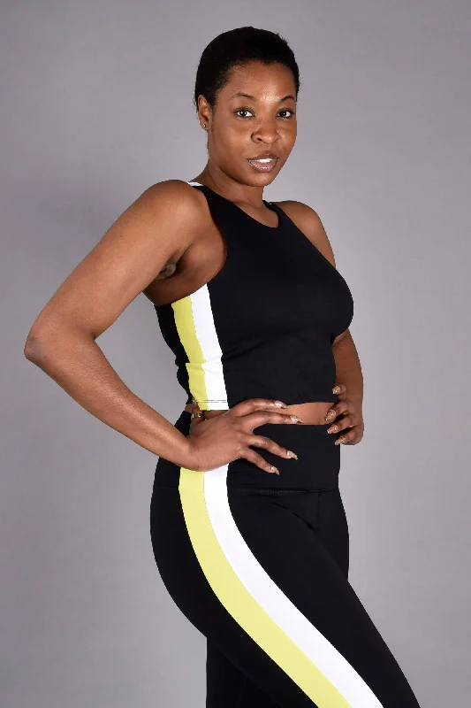 Price Reduction Kyra High Neck Matte Luxe Sports Bra in Neon/ Black