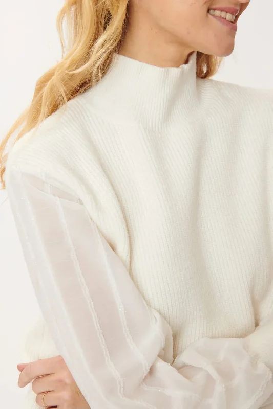 Weekend Offers That Tempt Josephine sheer sleeve Sweater-Cream