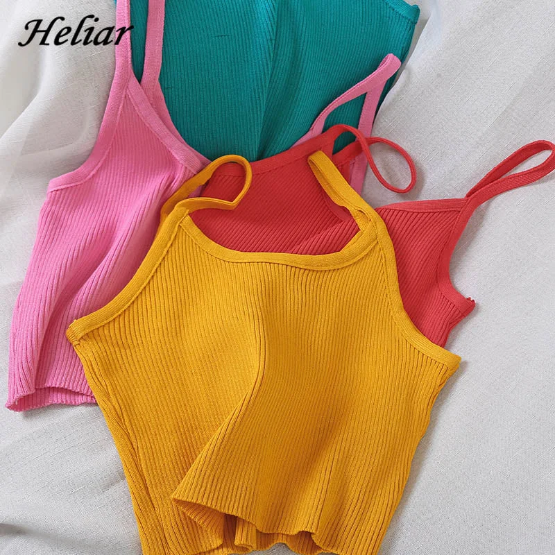 Sale Event HELIAR Women Tops Knitting Camisoles Female Solid Camis Street Camisole Ladies Camis With Straps Spaghetti Crop Tops Women