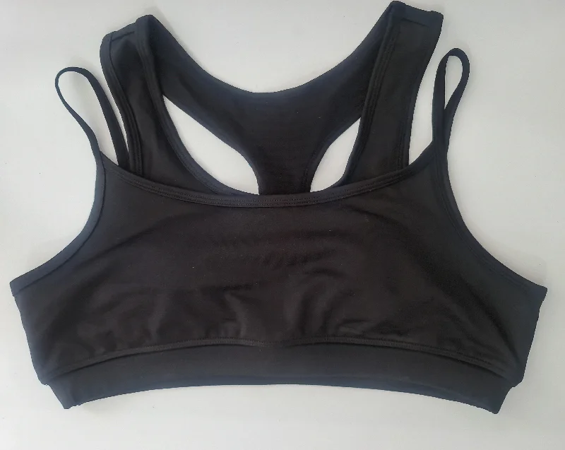 Deal Dash Double Under Crop Top Black/Black- SALE