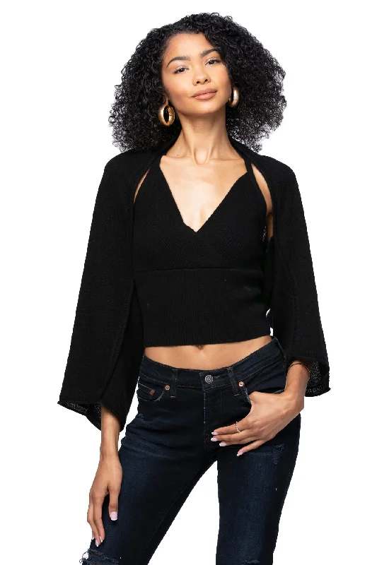 Blowout Sale 100% Cashmere Ballerina Shrug Black