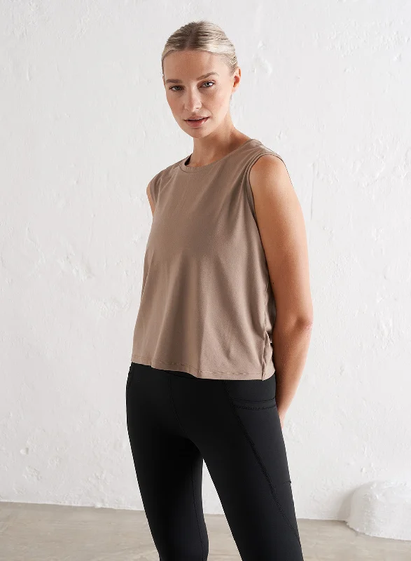 Don't Wait Espresso Soft Basic Split Back Tank