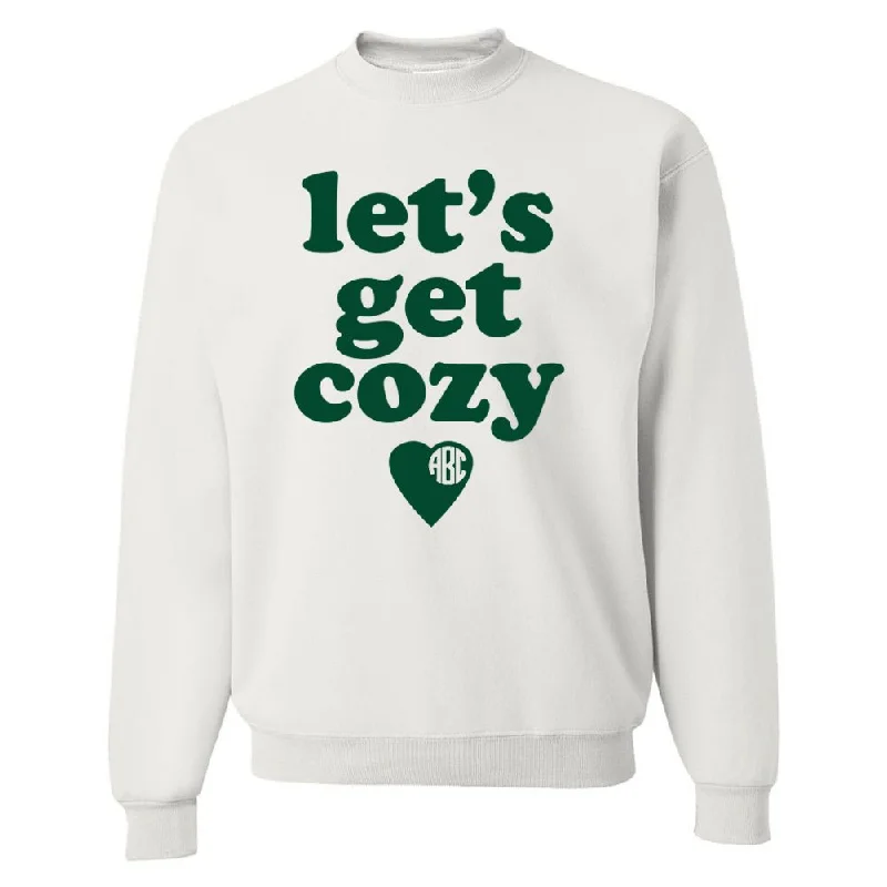 Super Savings Monogrammed 'Let's Get Cozy' Crewneck Sweatshirt