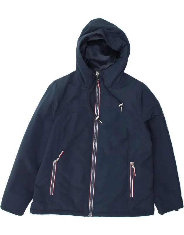Daily Deals TOMMY HILFIGER Womens Graphic Windbreaker Jacket UK 16 Large Navy Blue