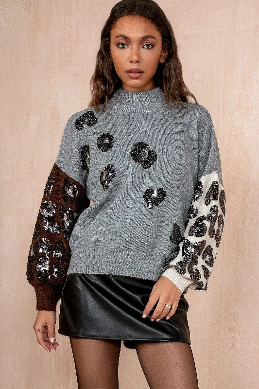 Blowout Sale Terri Grey Knit Sequin Jumper