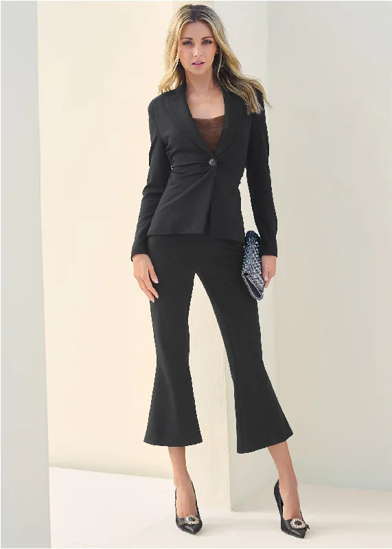 Deep Savings Kick Flare Suit Set - Black