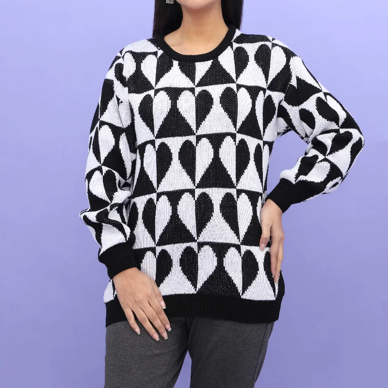 Lowest Price Black Acrylic Thread Winter Sweater PW4804