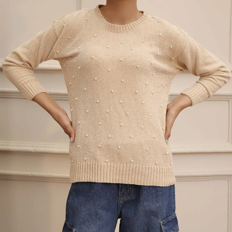 Super Deal Cream Velvet Thread Winter Sweater PW4828
