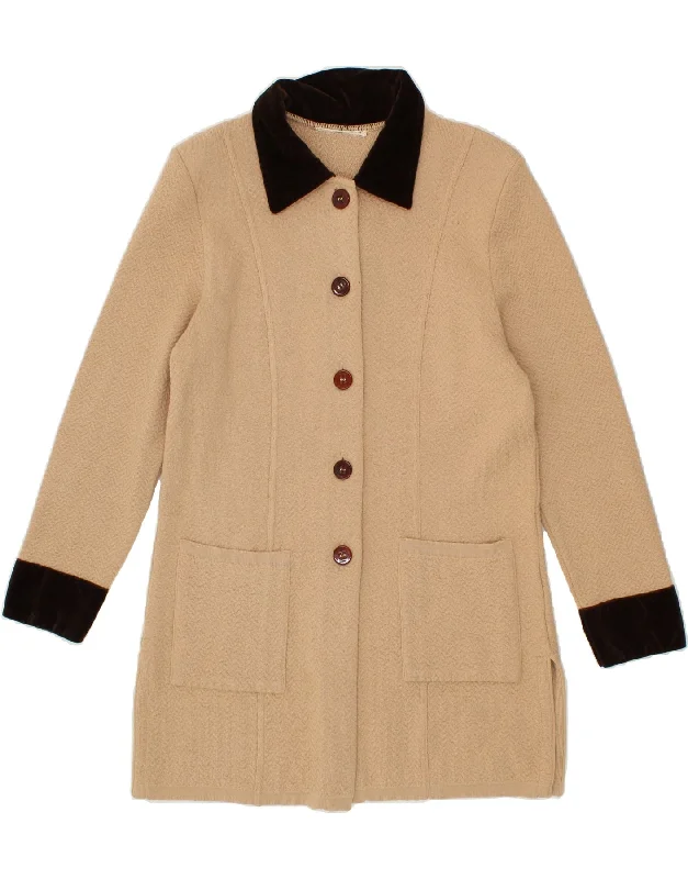 Super Deal VINTAGE Womens Overcoat UK 12 Medium Beige
