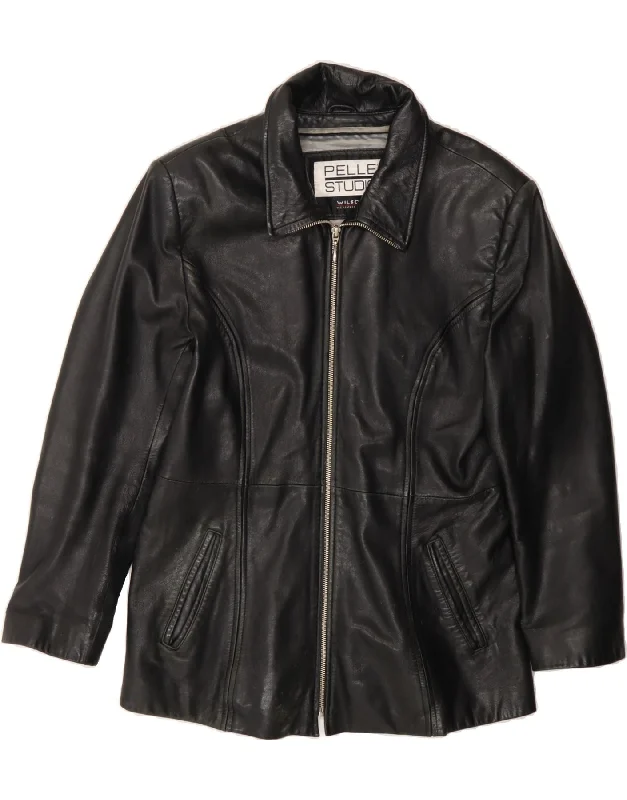 Instant Discount WILSON Womens Leather Jacket UK 12 Medium Black Leather