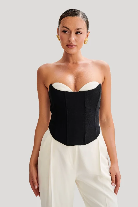Customer Appreciation Sale Oceane Contrast Suiting Strapless Corset - Black
