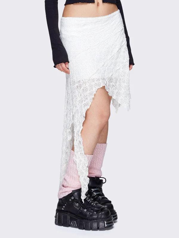 Weekend Offers That Sizzle Audrey Lace Ruffled Asymmetrical Skirt