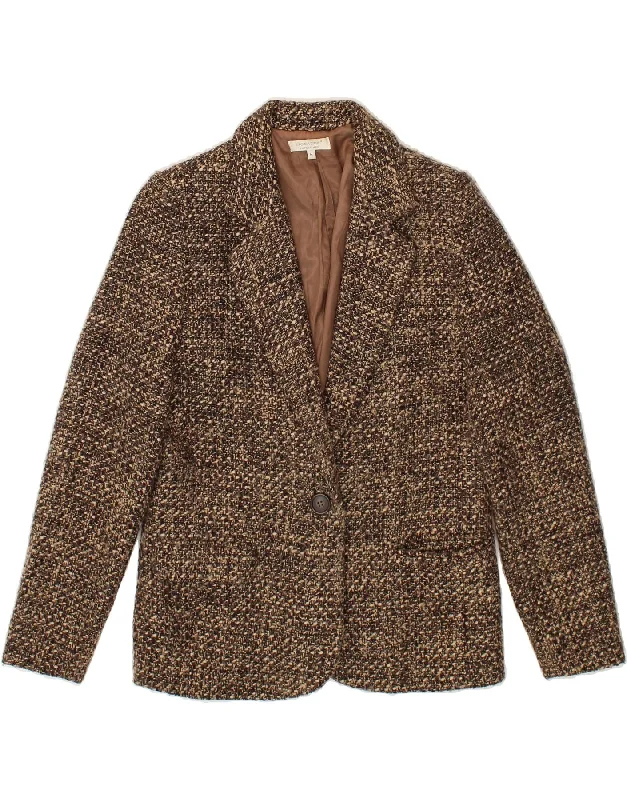Best Seller VINTAGE Womens 2 Button Blazer Jacket UK 14 Medium Brown Flecked Acrylic