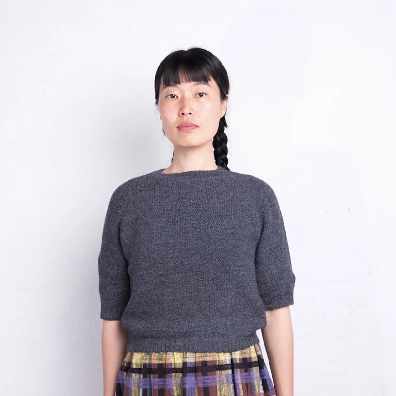 Lowest Rates Women's Lise Half Sleeve Sweater - 100% Baby Alpaca - Pepper (S-L)