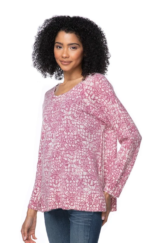 Friends and Family Sale 100% Cashmere Printed Comfort Crew