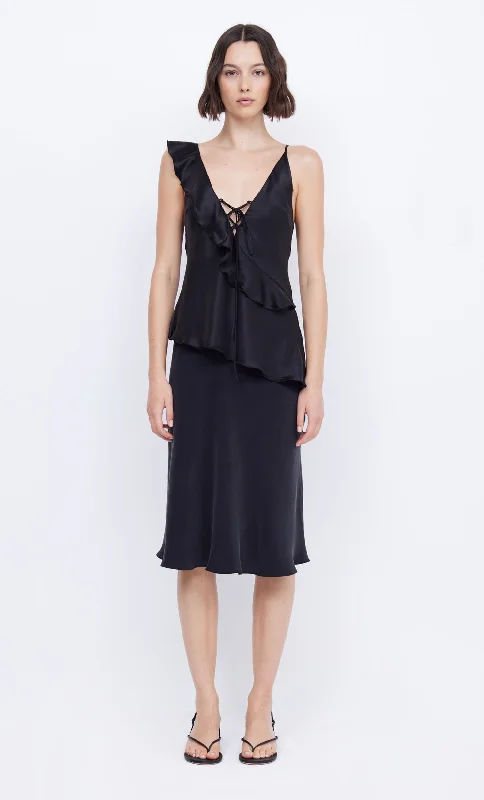 Overstock Clearance CHANTILLY SILK FRILL CAMI - BLACK