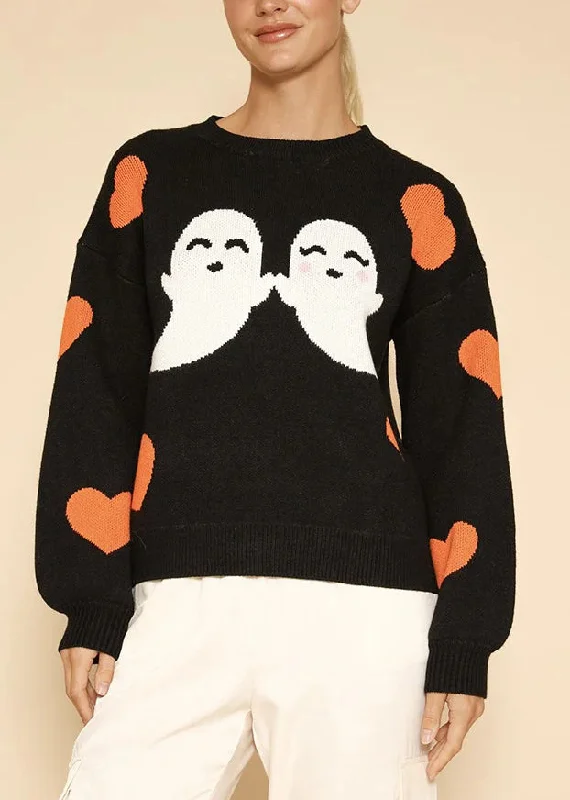 Today’s Deal French Black O Neck Cozy Knit Sweaters Long Sleeve